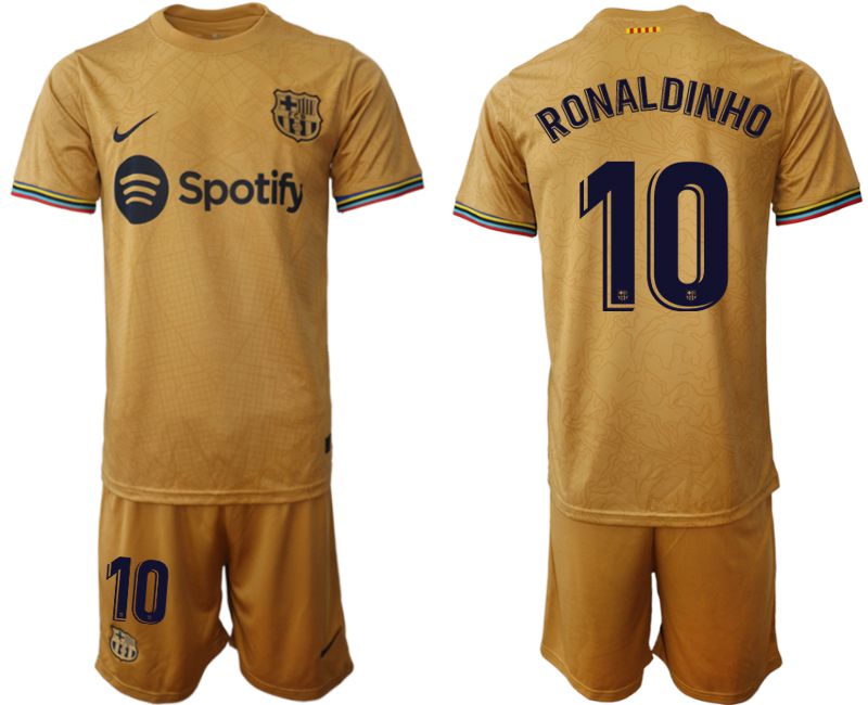 Men 2022-2023 Club Barcelona away yellow #10 Soccer Jersey1